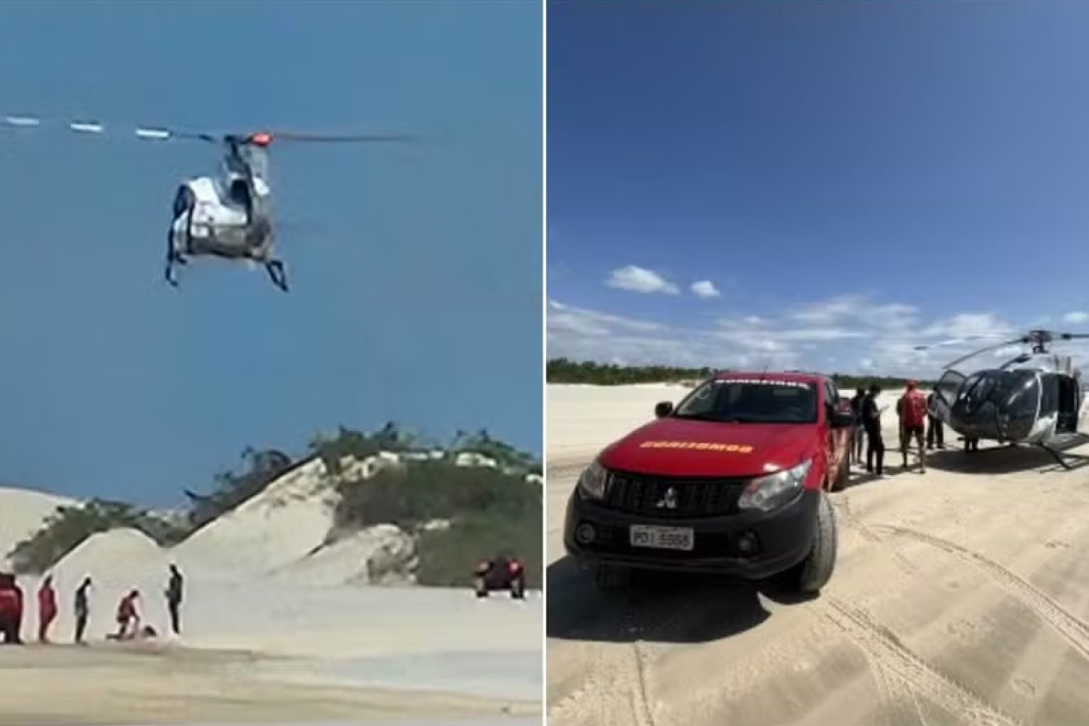 Turista é resgatada de helicóptero após acidente com quadriciclo em Jericoacoara