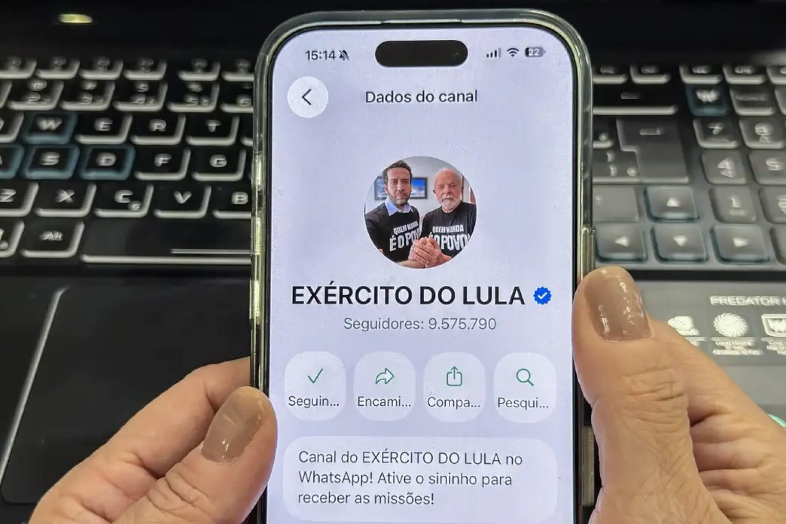 Ministro do TSE barra suspensão do canal Exército do Lula no WhatsApp